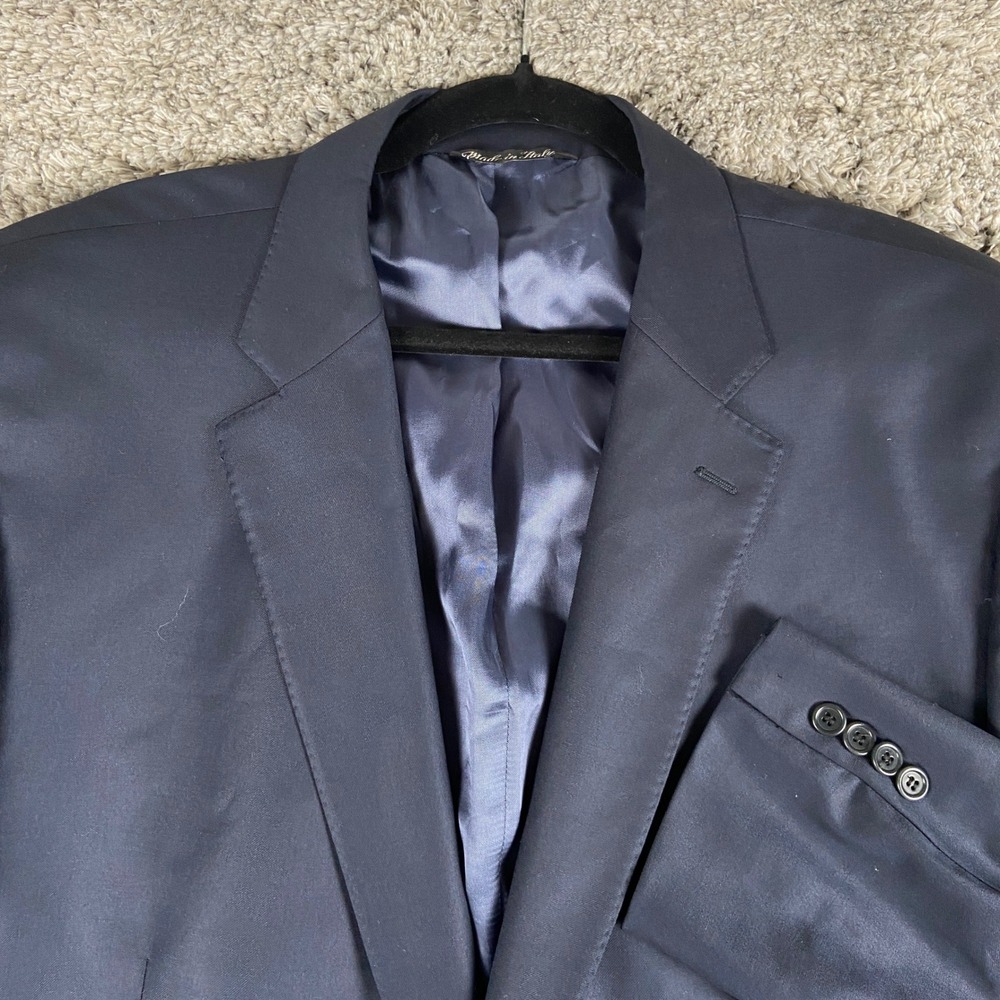 G Manzoni Blazer Mens 50R Navy Blue Super 150s Wool 2 Button Sport Coat Italy